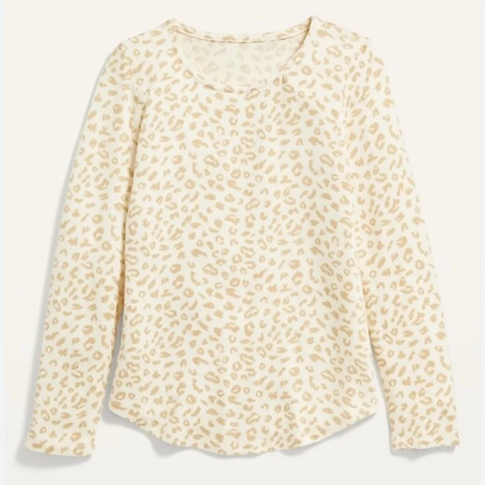 Old Navy Girls Cozy Knit Leopard Print Long Sleeve - Cream, Size XL (14-16)